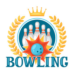 bowling emblem with game objects image vector