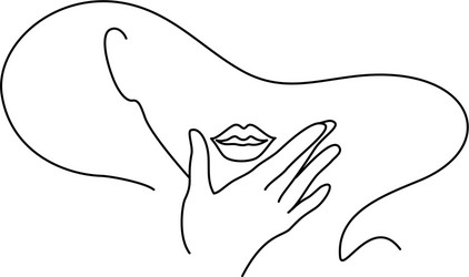 Elegant Woman Face with Hand Vector Image