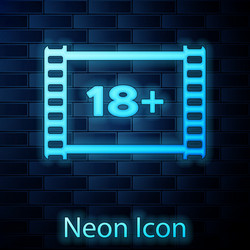 glowing neon play video with inscription 18 plus vector