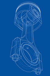 sketch of piston rendering 3d vector image