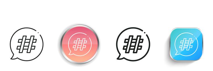 hashtag icon thin linear regular and button style vector image