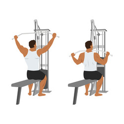 Man doing straight arm lat pulldown exercise Vector Image