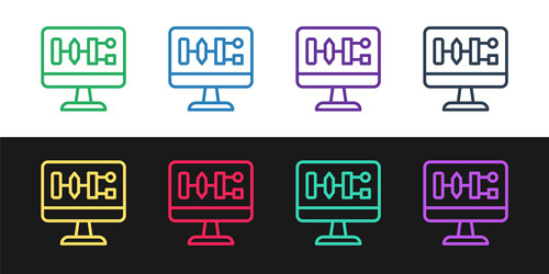 set line algorithm icon isolated on black vector image
