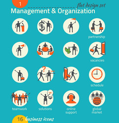 Business icon set management human resources vector