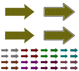 black arrow with sharp angles and color stripes vector image