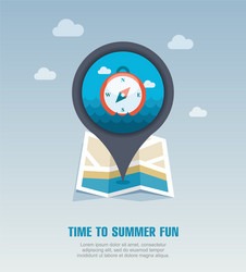 Compass pin map icon summer vector