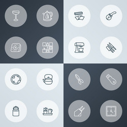 cooking icons line style set with timer clock vector image