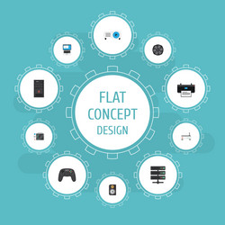 Flat icons router system unit amplifier vector