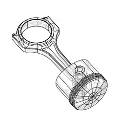 sketch of piston rendering 3d vector image