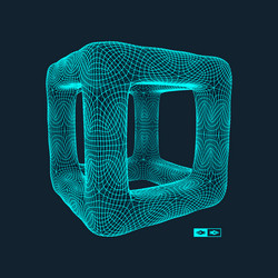 cube connection structure 3d grid design vector image