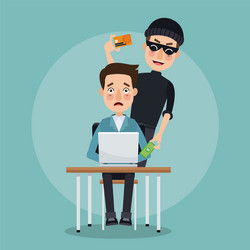 scene color programmer man in desk with laptop vector image