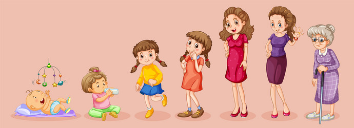 steps female growing up vector