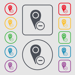 map pointer icon sign symbols on the round vector image