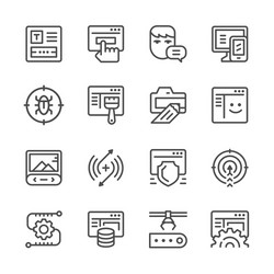 set line icons of web development vector image