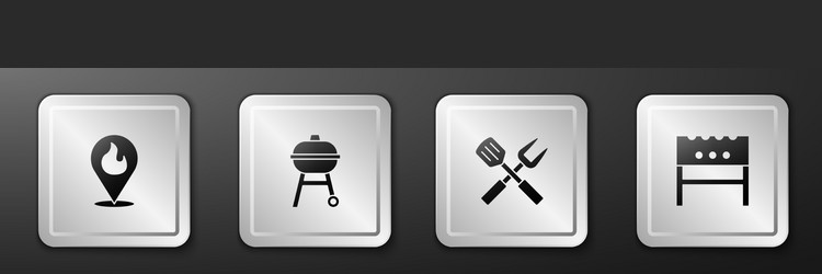 Set location with fire flame barbecue grill vector