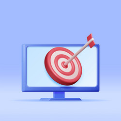 3d target with arrow in center on computer screen vector image