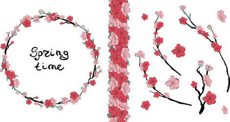 Ramki pink sakura vector