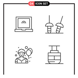 set 4 line style icons for web and mobile vector image