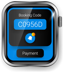 smartwatch ui displaying booking code and payment vector image