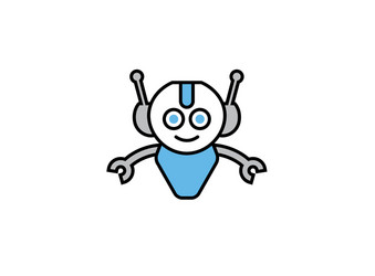 smiling robot open hands logo design icon vector