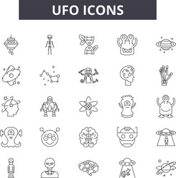 Ufo line icons for web and mobile design editable vector