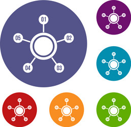 Circle chart with numbers icons set vector