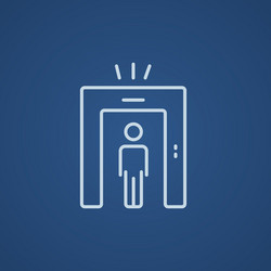 Man going through metal detector gate line icon vector