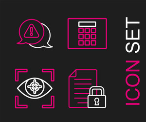 set line document and lock eye scan password vector image
