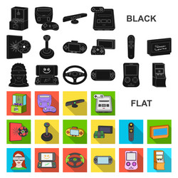 game console and virtual reality flat icons in set vector