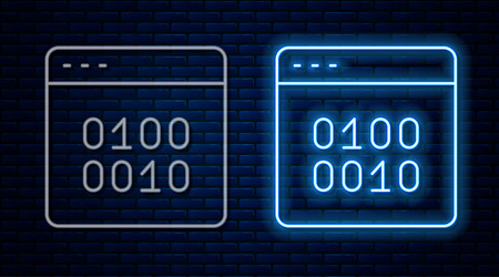 glowing neon line binary code icon isolated vector image
