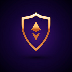 gold shield ethereum eth icon isolated on dark vector