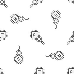 Grey line computer processor with microcircuits vector