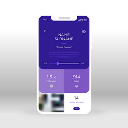 purple music player ui ux gui screen for mobile vector image