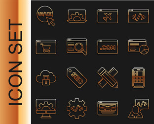set line front end development mobile apps vector image