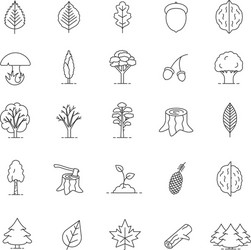 Tree Icon Set - Linear Style vector