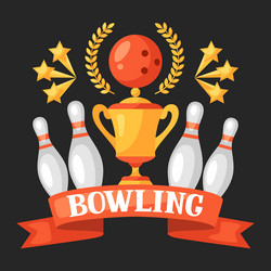 bowling emblem with game objects image vector image