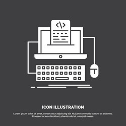 Code coding computer monoblock screen icon glyph vector