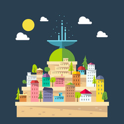 flat design of fountain city vector