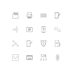 network and database linear thin icons set vector image