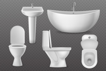 Bathroom interior set with bath sink toilet bowl Vector Image