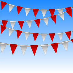 Red and white flags on sky background vector