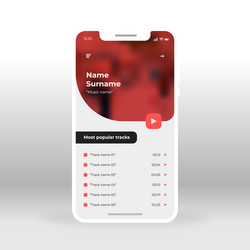 red music player ui ux gui screen for mobile apps vector image