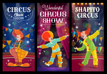 shapito circus clowns and harlequin characters Vector Image