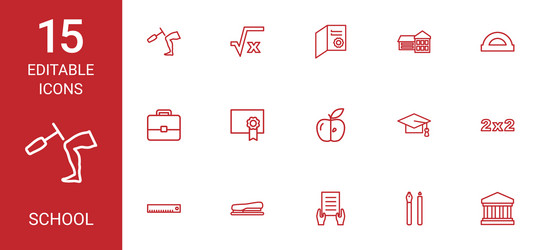 15 school icons vector