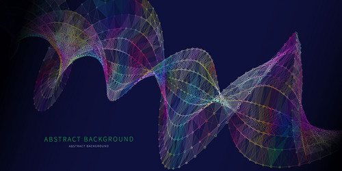 abstract grid helix from color polygons in dark vector image