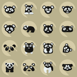 flat concept set modern design with shadow pandas vector image