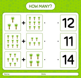 how many counting game with palm tree worksheet vector image