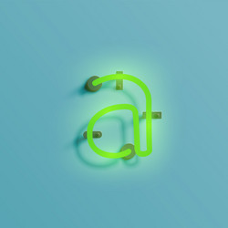 realistic neon character from a typeset vector image