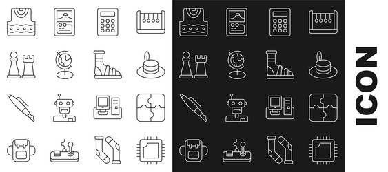 set line processor with cpu piece of puzzle man vector image