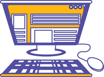 computer with keyboard and mouse icon vector image